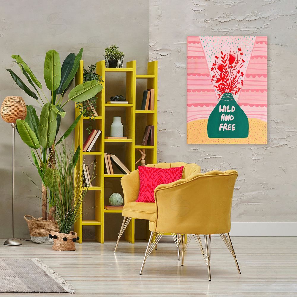 Nabeela Rumi Midcentury Wild And Free Stretched Canvas Wall Art Print in Room