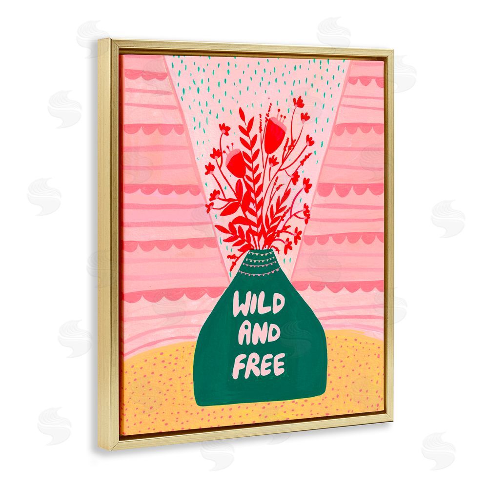 Nabeela Rumi Midcentury Wild And Free Gold Floating Frame Canvas Wall Art Print