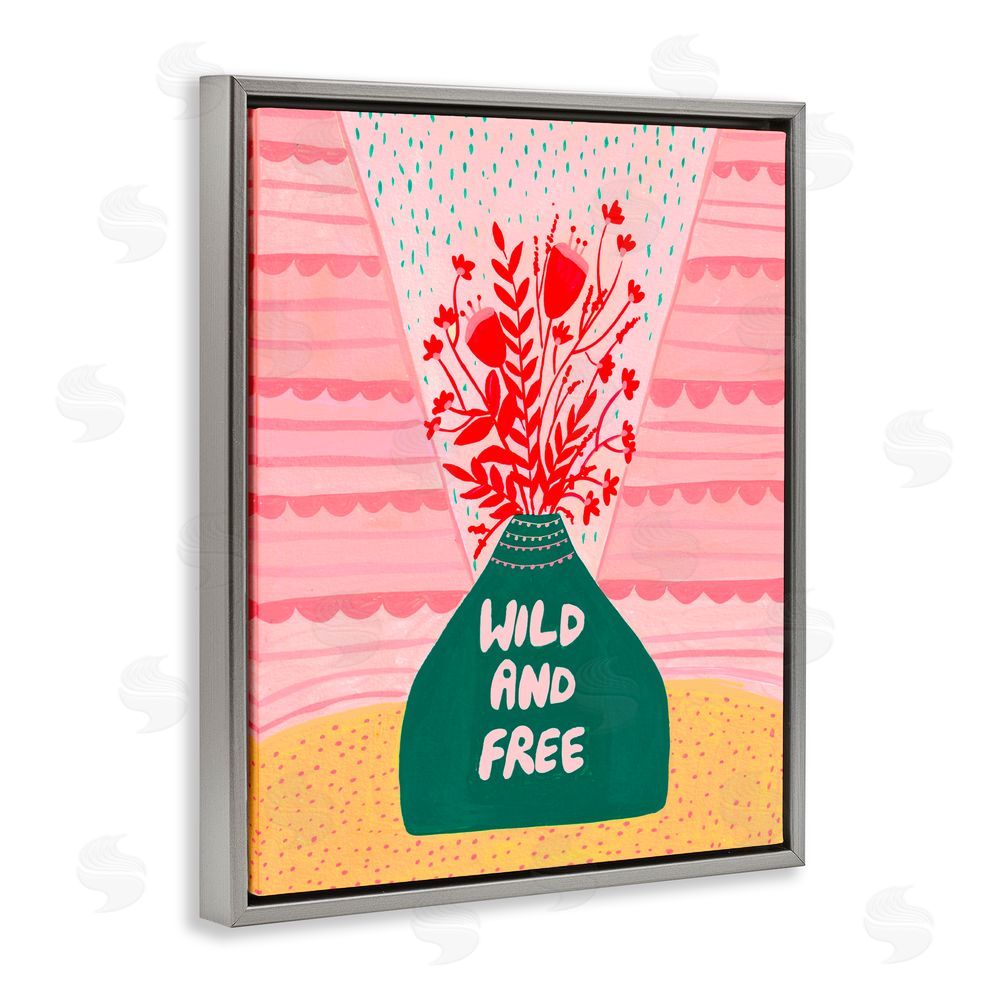 Nabeela Rumi Midcentury Wild And Free Gray Floating Frame Canvas Wall Art Print