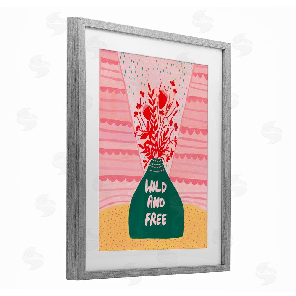 Nabeela Rumi Midcentury Wild And Free Gray Framed Print Under Glass Wall Art