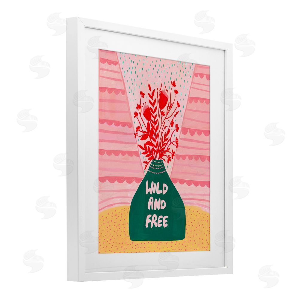 Nabeela Rumi Midcentury Wild And Free White Framed Print Under Glass Wall Art