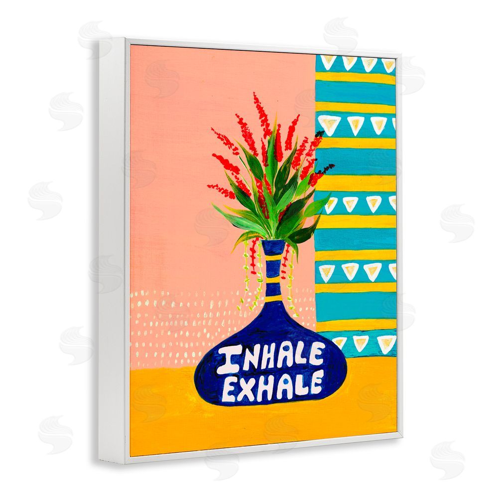 Nabeela Rumi Inhale Exhale Flower Vase White Framed Giclee Print Wall Art
