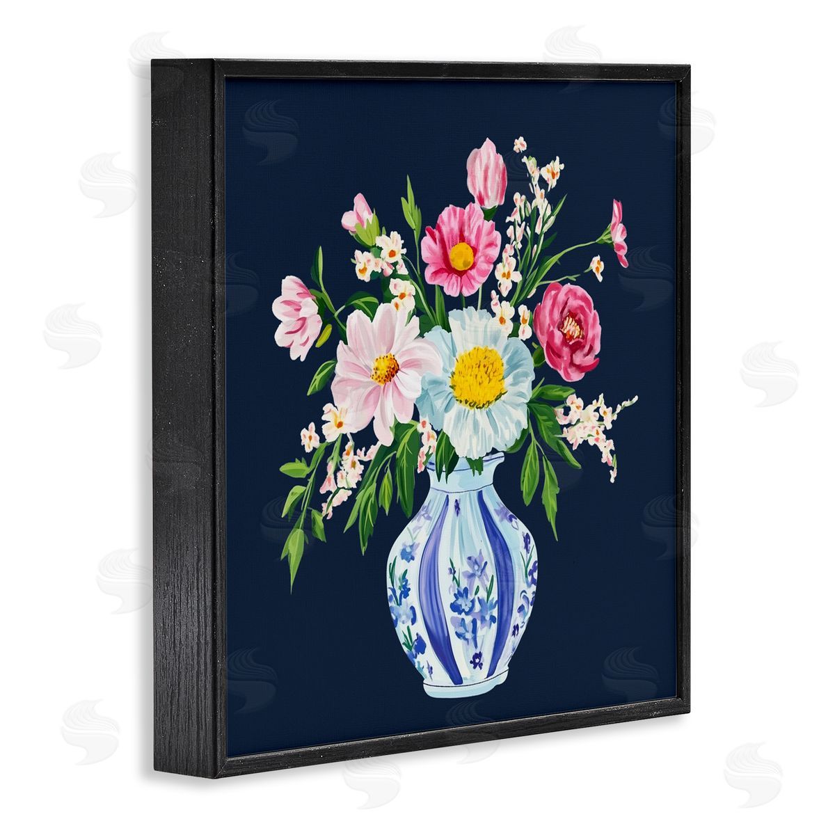 Yen Spring Chinoiserie Vase Black Framed Giclee Print Wall Art