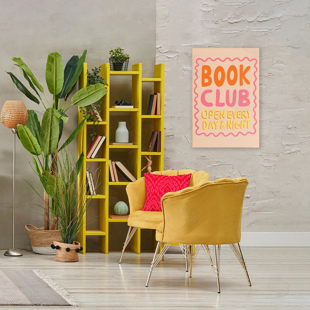 Florentina Dolci Book Club Day & Night Stretched Canvas Wall Art Print in Room