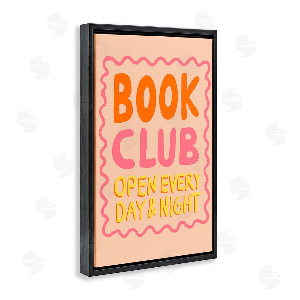 Florentina Dolci Book Club Day & Night Black Floating Frame Canvas Wall Art Print