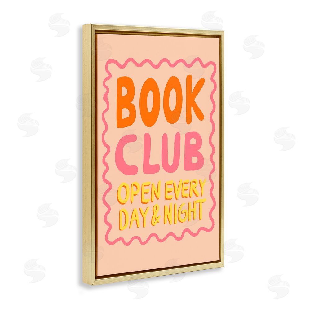 Florentina Dolci Book Club Day & Night Gold Floating Frame Canvas Wall Art Print