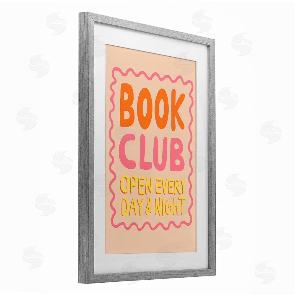 Florentina Dolci Book Club Day & Night Gray Framed Print Under Glass Wall Art