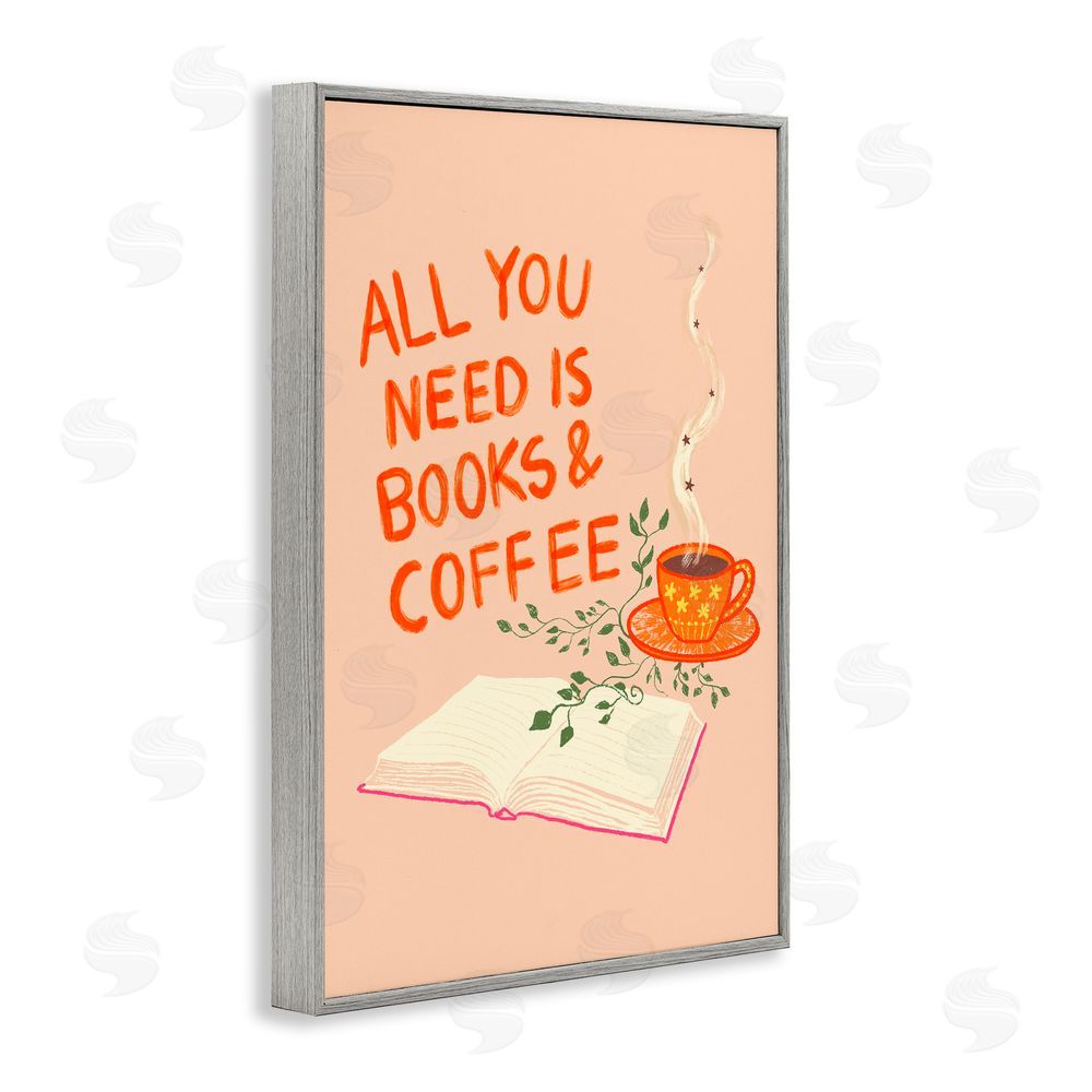 Florentina Dolci Need Books & Coffee Gray Framed Giclee Print Wall Art