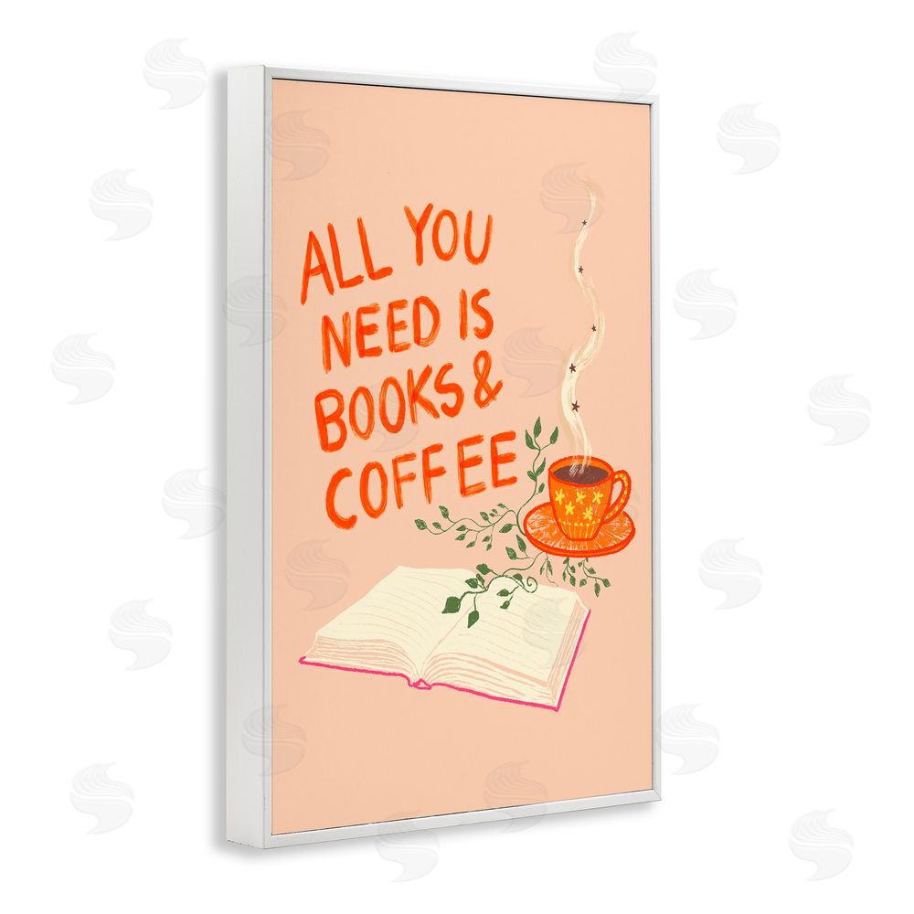 Florentina Dolci Need Books & Coffee White Framed Giclee Print Wall Art