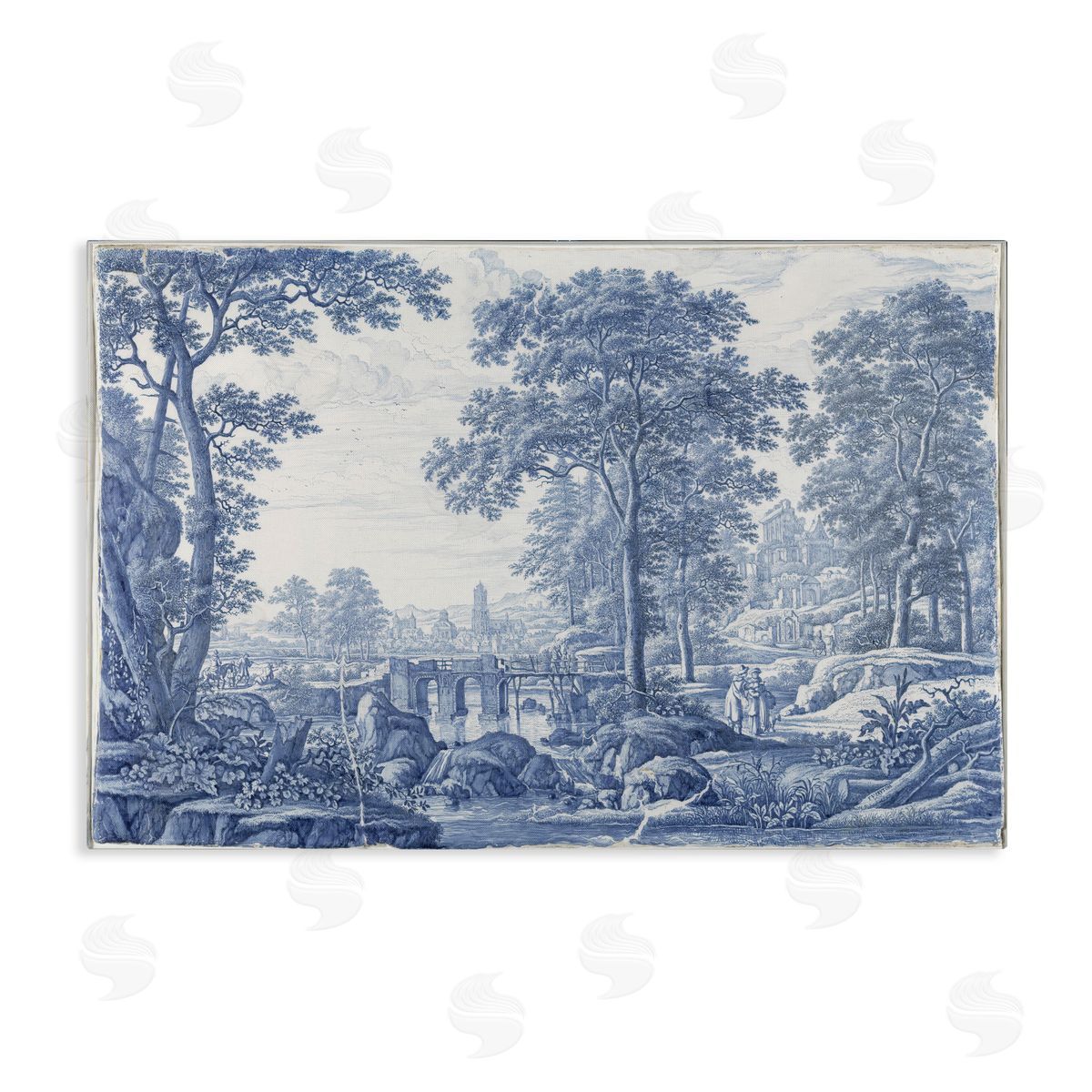 Vintage Hustle Vintage Blue Tinted Toile Stretched Canvas Wall Art Print