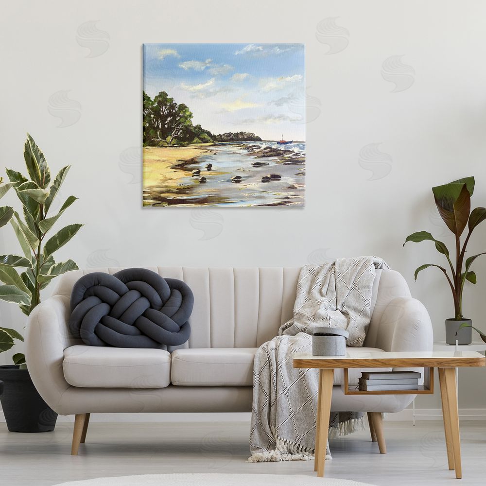 Patricia Reynolds Low Tide Seascape Stretched Canvas Wall Art Print in Room