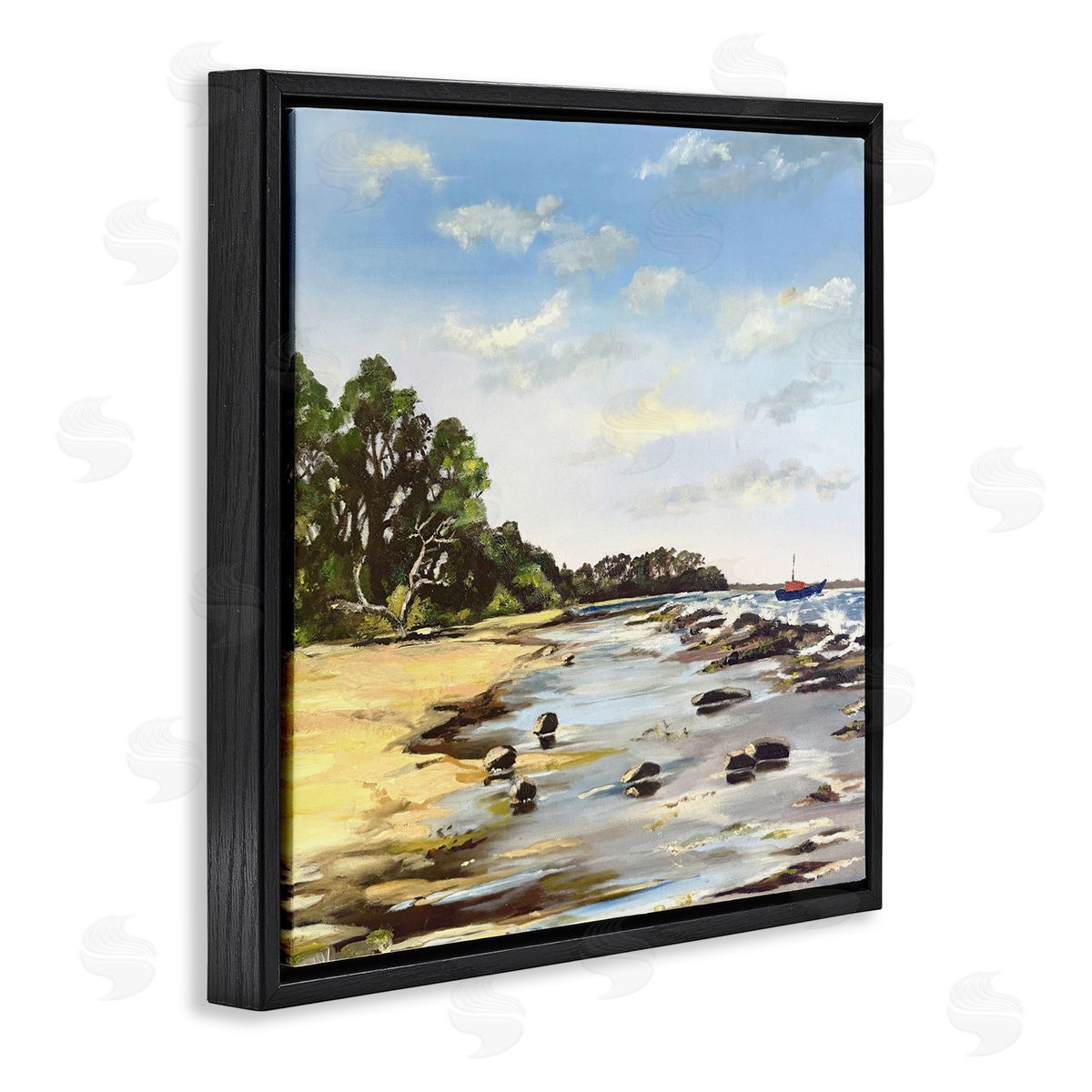 Patricia Reynolds Low Tide Seascape Black Floating Frame Canvas Wall Art Print