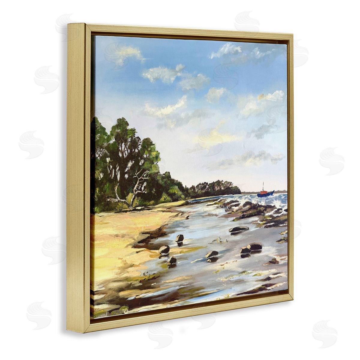 Patricia Reynolds Low Tide Seascape Gold Floating Frame Canvas Wall Art Print