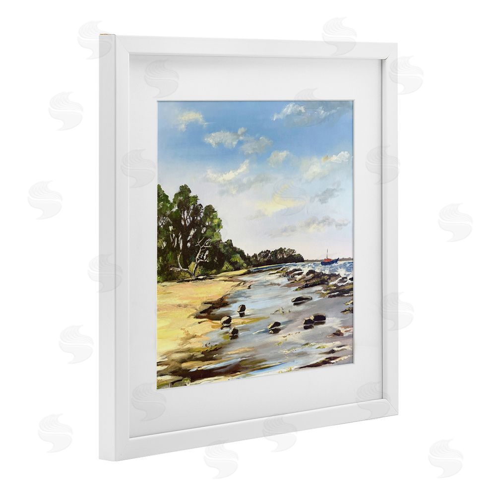 Patricia Reynolds Low Tide Seascape White Framed Print Under Glass Wall Art