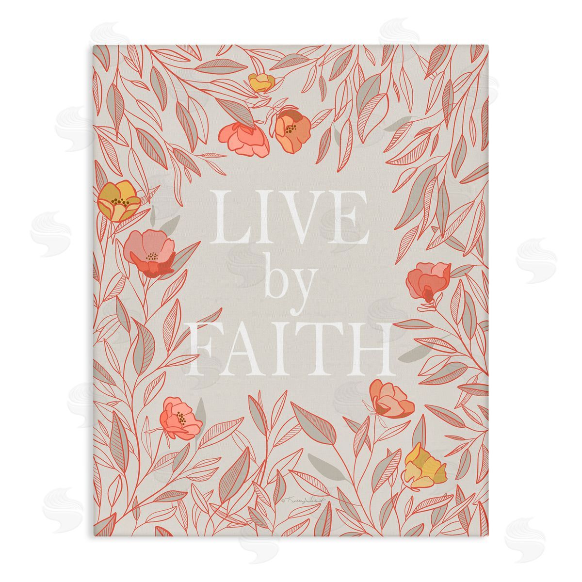 Kelley Talent Live By Faith Rosy Florals Stretched Canvas Wall Art Print
