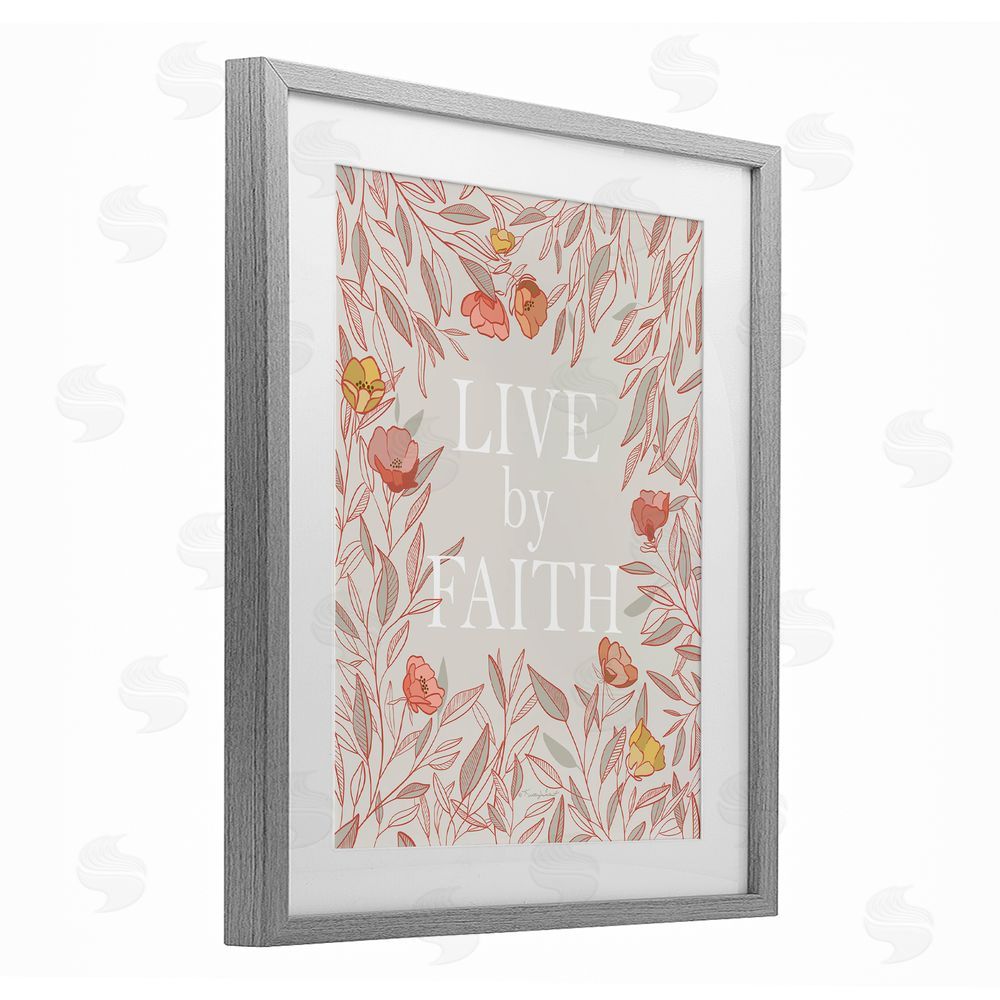 Kelley Talent Live By Faith Rosy Florals Gray Framed Print Under Glass Wall Art