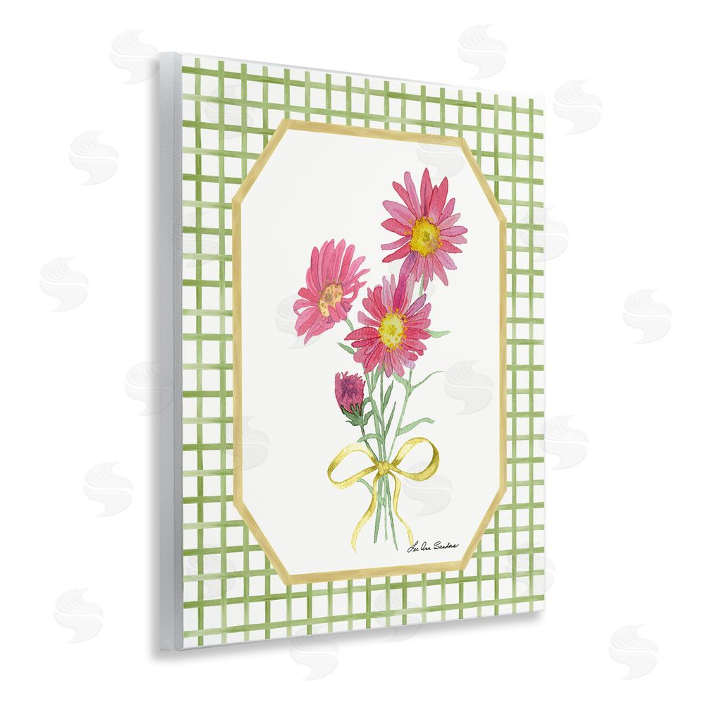Lee Ann Sanders Botanical Story on Gingham Wooden Wall Plaque Art Print