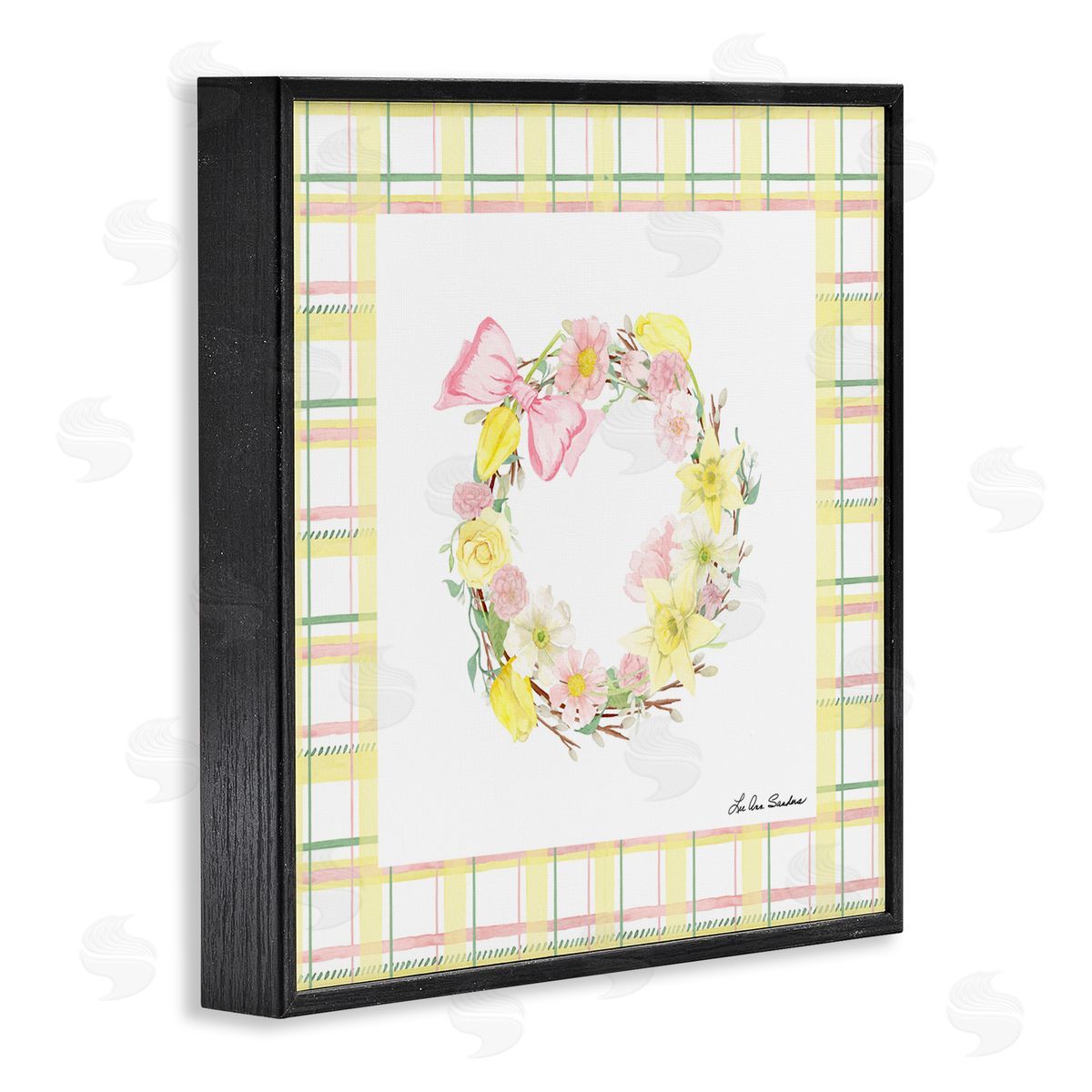 Lee Ann Sanders Wreath in Spring Pastels Black Framed Giclee Print Wall Art