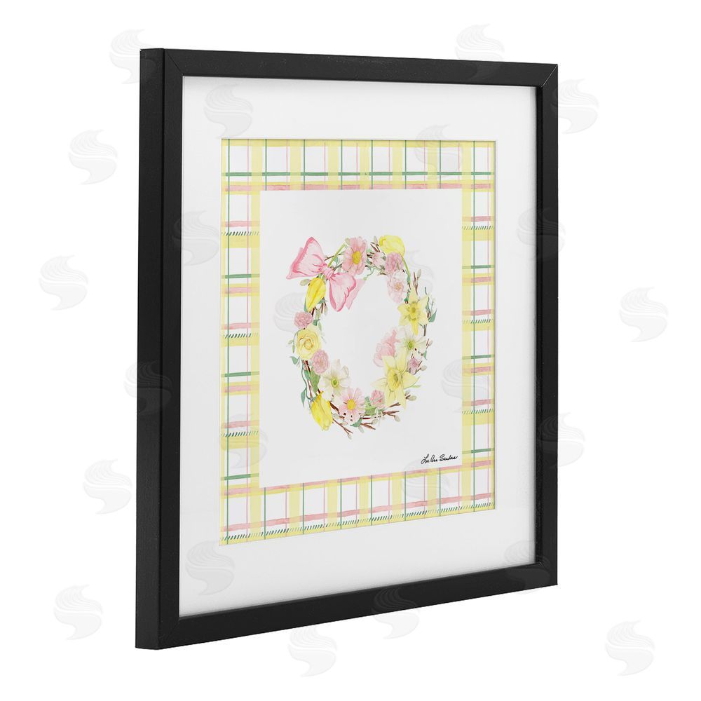 Lee Ann Sanders Wreath in Spring Pastels Black Framed Print Under Glass Wall Art