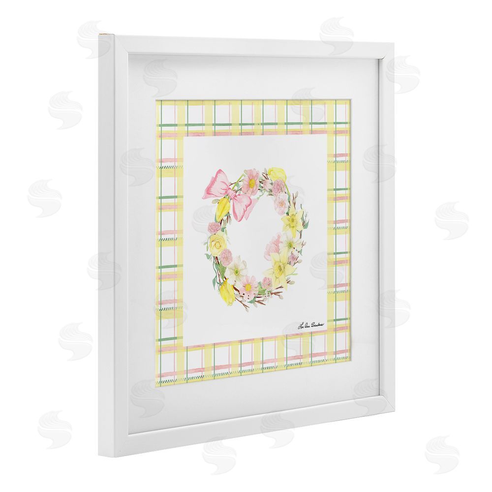Lee Ann Sanders Wreath in Spring Pastels White Framed Print Under Glass Wall Art