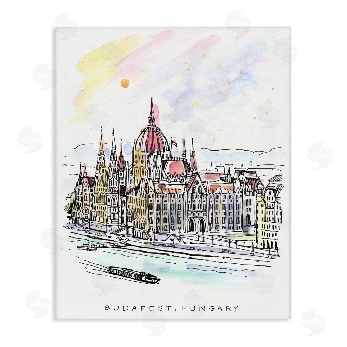 Angela Steahling Minimal Budapest Skyline Canvas Wall Art Print