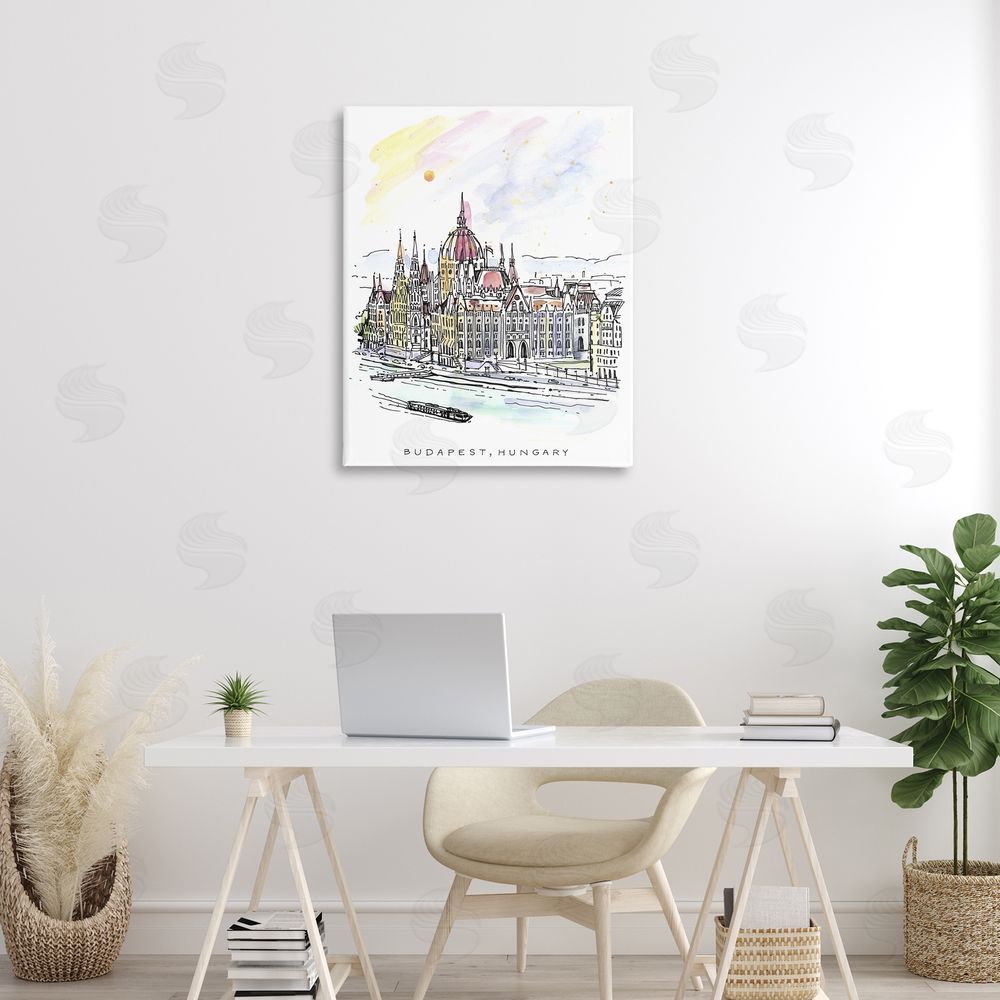 Angela Steahling Minimal Budapest Skyline Canvas Art on Wall