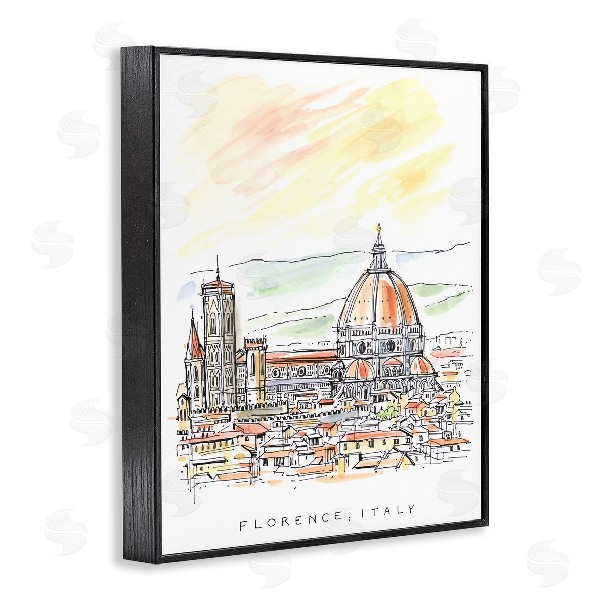 Angela Steahling Minimal Florence Skyline Black Framed Giclee Wall Art Print