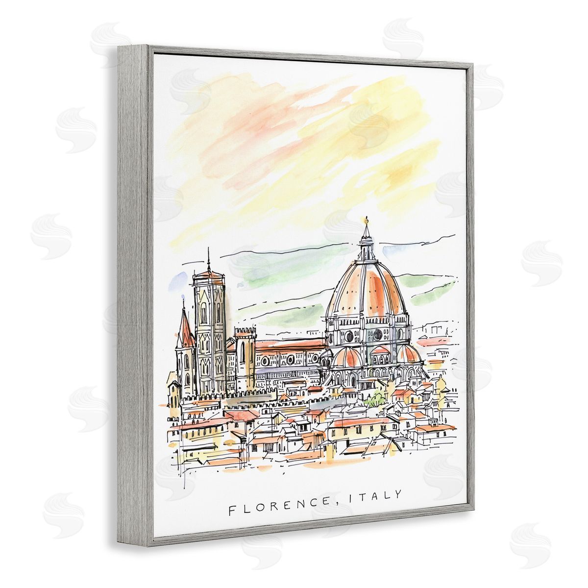 Angela Steahling Minimal Florence Skyline Gray Framed Giclee Wall Art Print