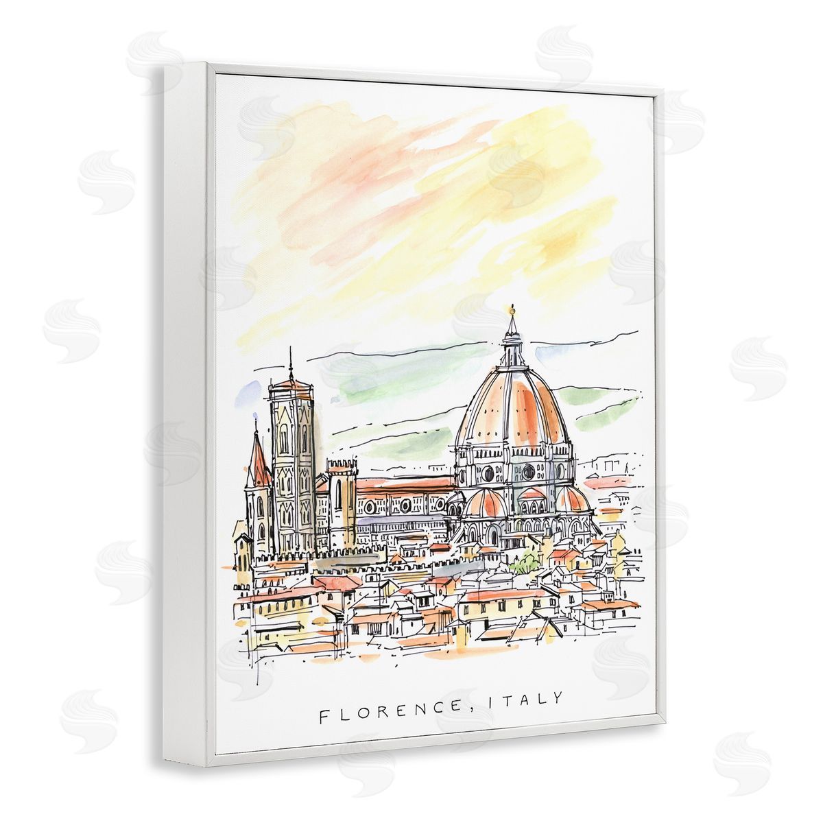 Angela Steahling Minimal Florence Skyline White Framed Giclee Wall Art Print