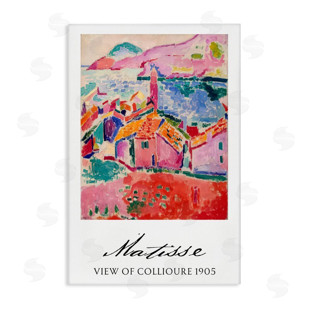 Vintage Hustle View Of Collioure Stretched Canvas Wall Art Print