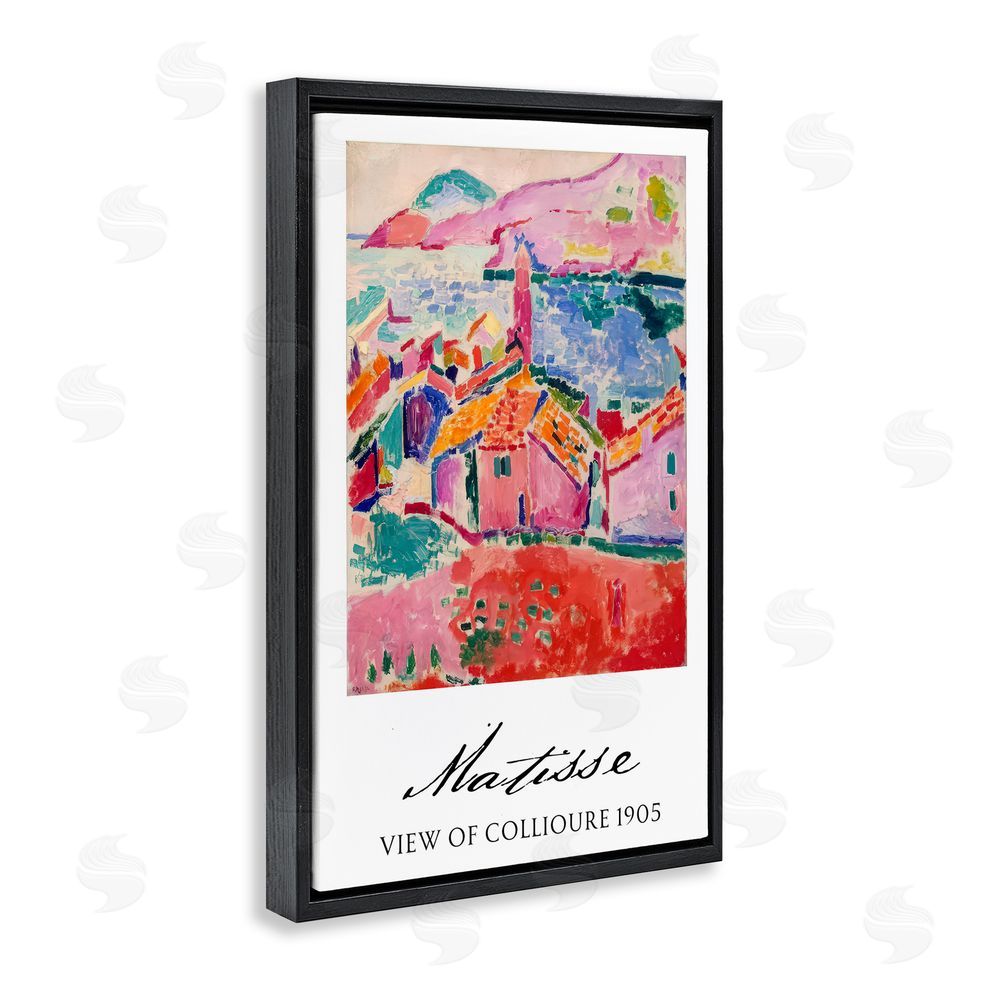 Vintage Hustle View Of Collioure Black Floating Frame Canvas Wall Art Print