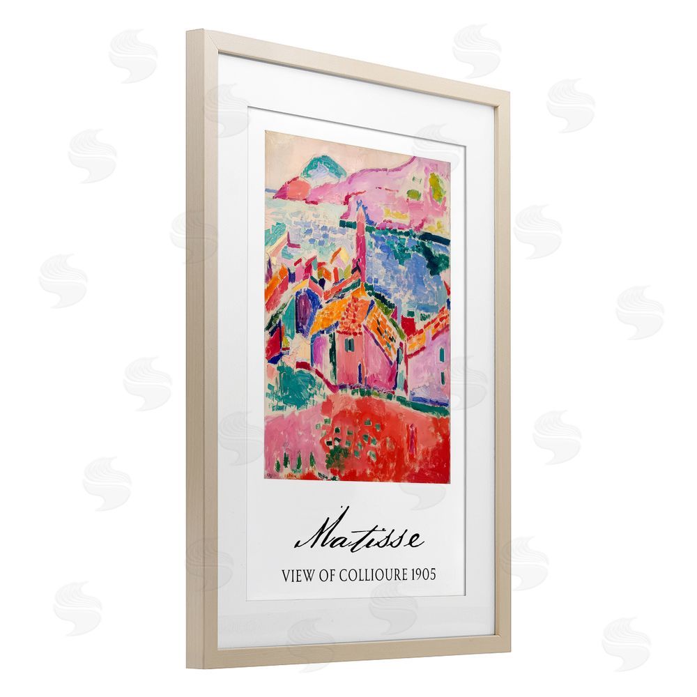 Vintage Hustle View Of Collioure Brown Framed Print Under Glass Wall Art