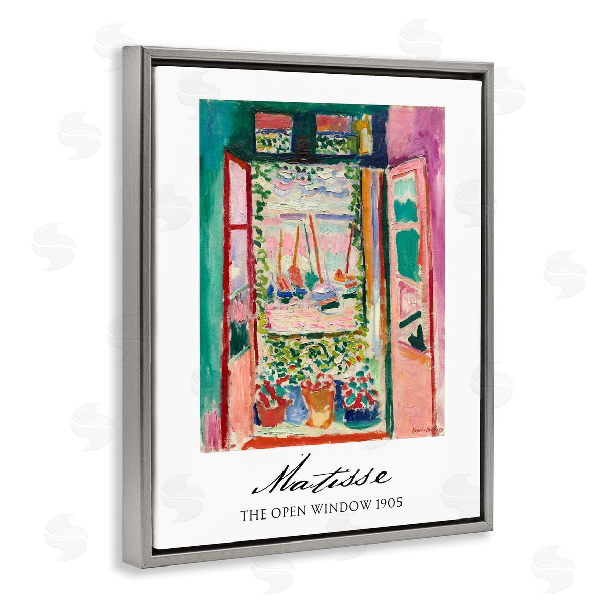 Vintage Hustle The Open Window Matisse Gray Floating Frame Canvas Wall Art Print