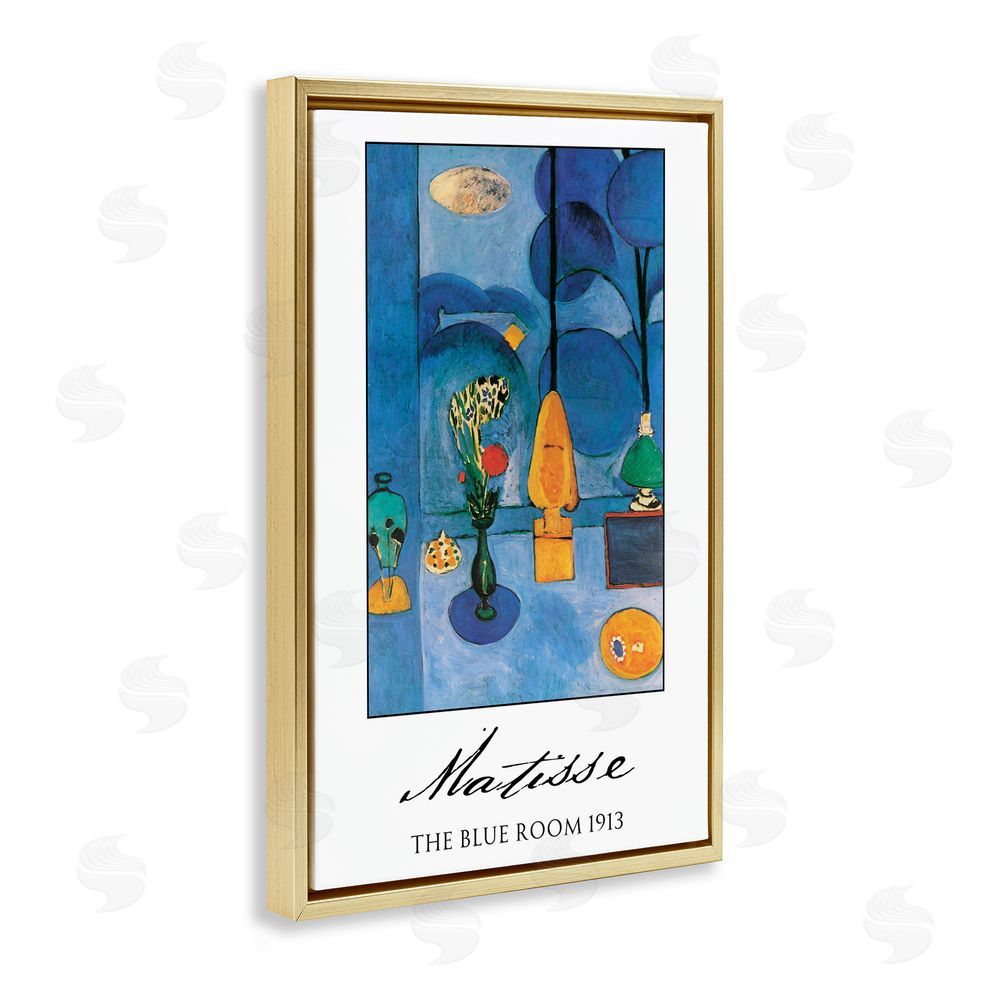 Vintage Hustle Matisse The Blue Room Gold Floating Frame Canvas Wall Art Print