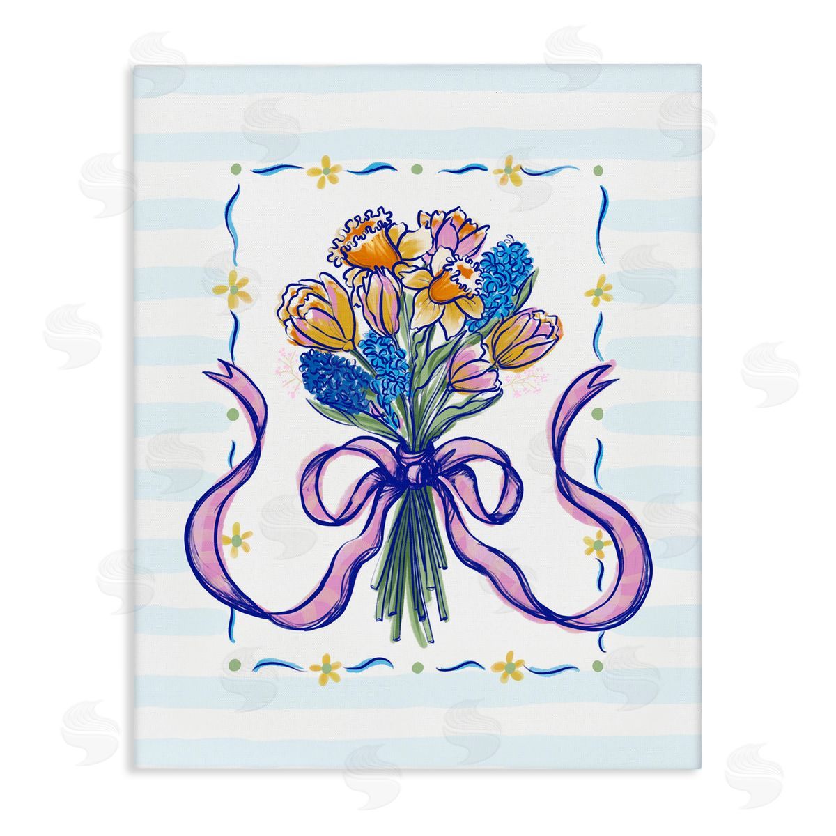 Connie Summers Spring Fresh Ribbon Bouquet Canvas Wall Art Print