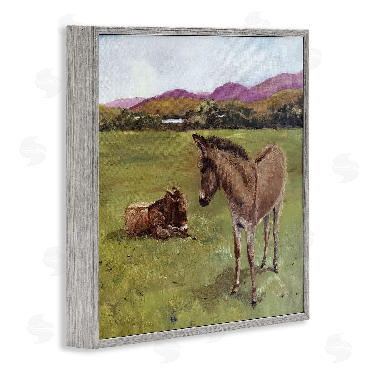 Patricia Reynolds Donkey Duo in Pasture Gray Framed Giclee Print Wall Art