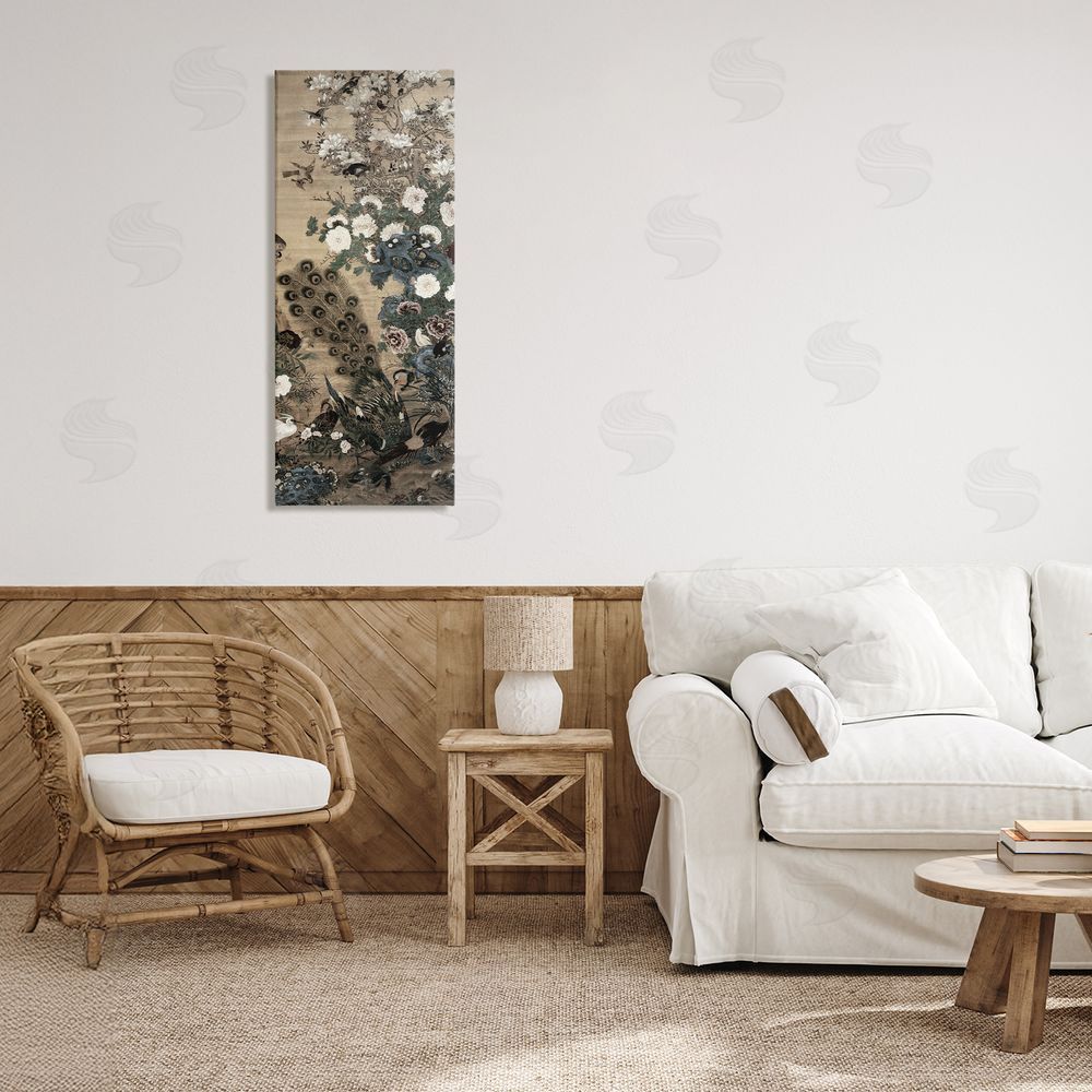 Vintage Hustle Ornate Silk And Moonlight Stretched Canvas Wall Art Print in Room