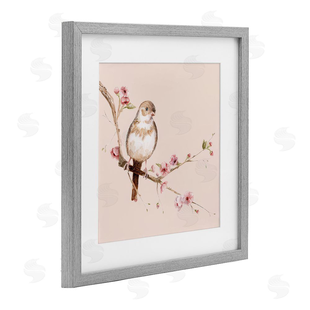 Lisa Wehmeyer Sweetest Brown Bird Gray Framed Print Under Glass Wall Art