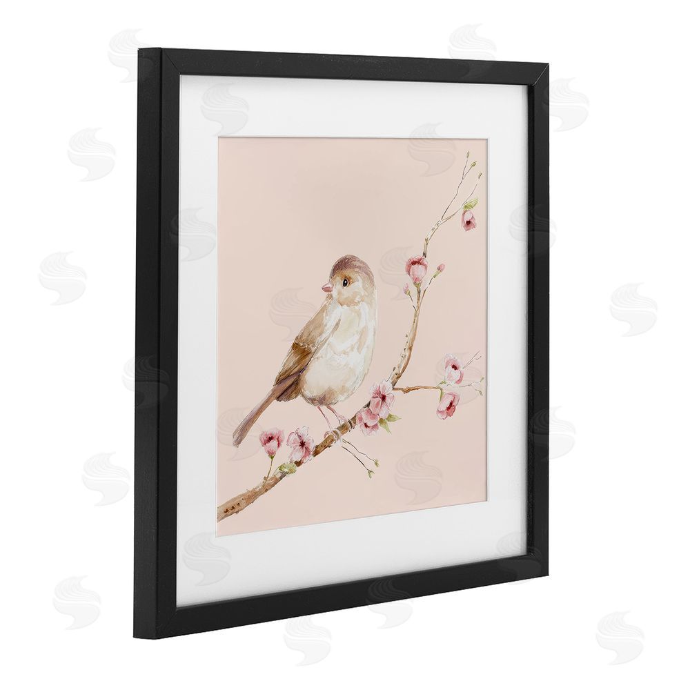 Lisa Wehmeyer Sweet Brown Bird Perched Black Framed Print Under Glass Wall Art