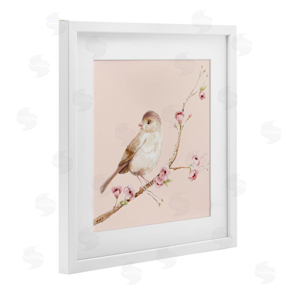 Lisa Wehmeyer Sweet Brown Bird Perched White Framed Print Under Glass Wall Art