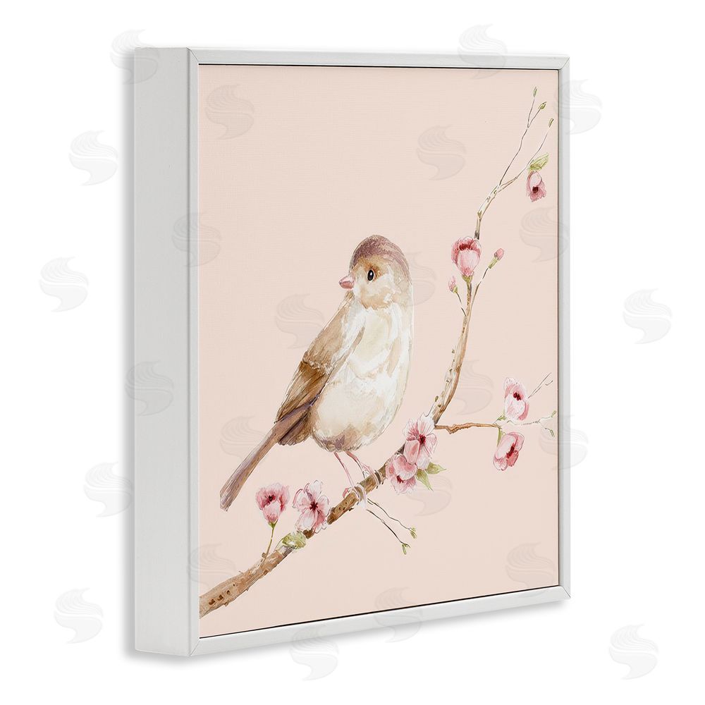 Lisa Wehmeyer Sweet Brown Bird Perched White Framed Giclee Print Wall Art