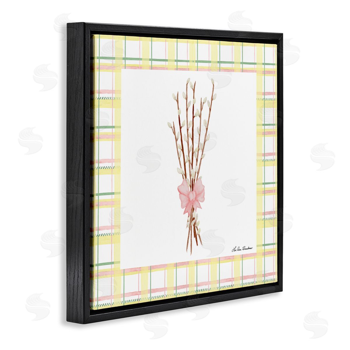 Lee Ann Sanders Pastel Spring Pussy Willow Black Floating Frame Canvas Wall Art Print
