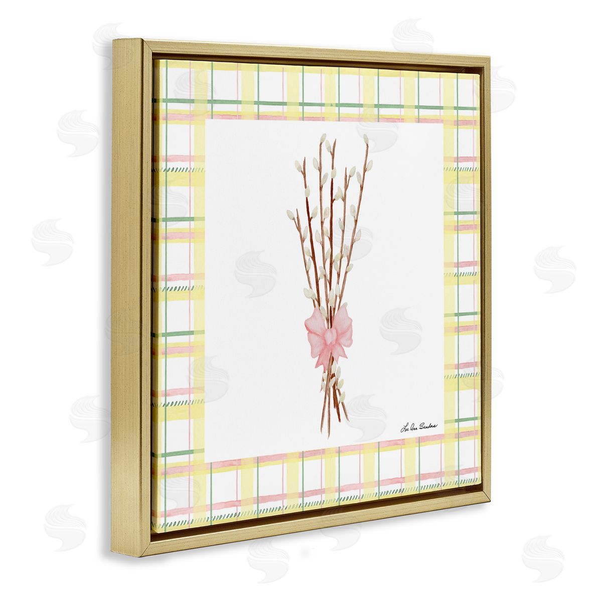 Lee Ann Sanders Pastel Spring Pussy Willow Gold Floating Frame Canvas Wall Art Print