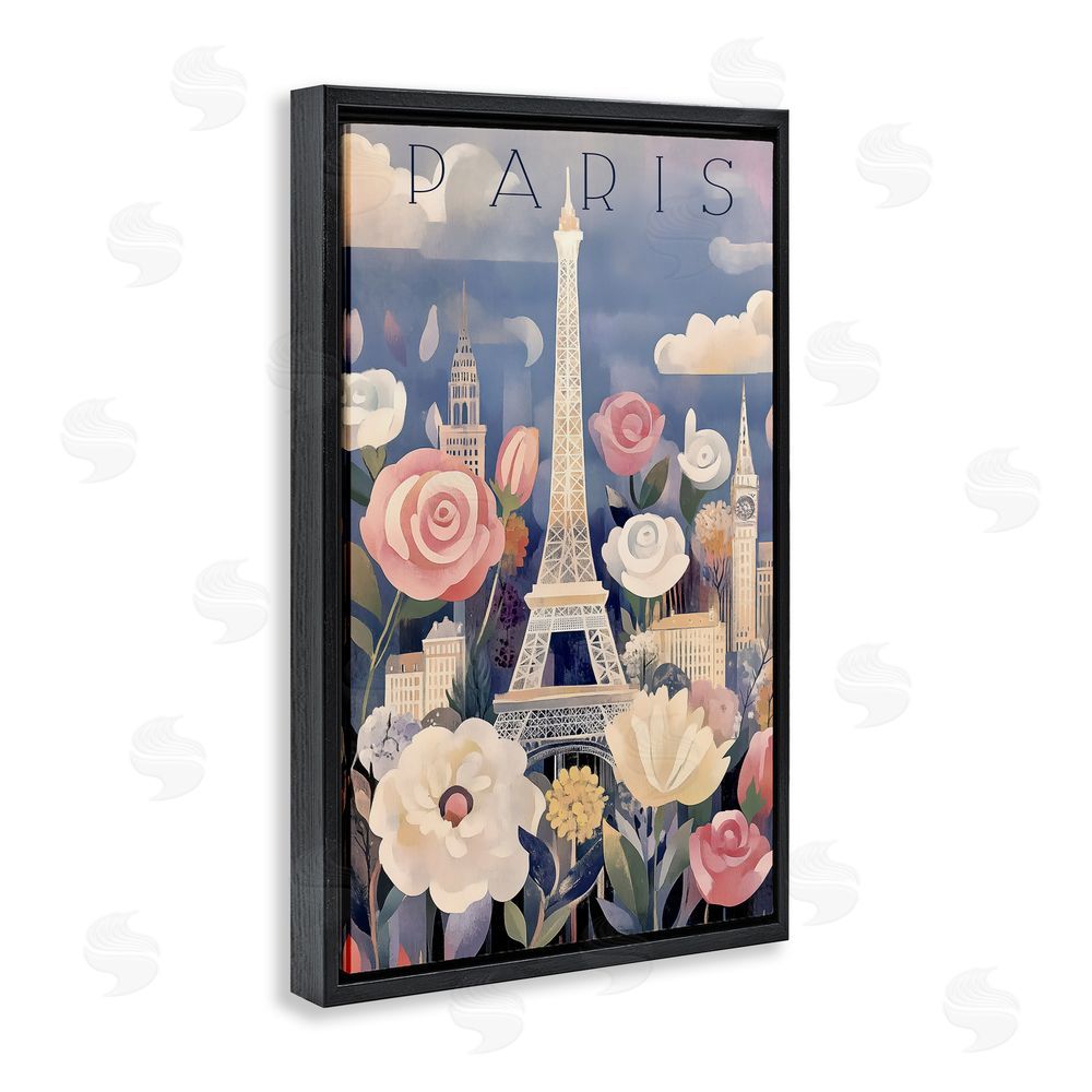 Annabelle Hall Spring Blooms In Paris Black Floating Frame Canvas Wall Art Print