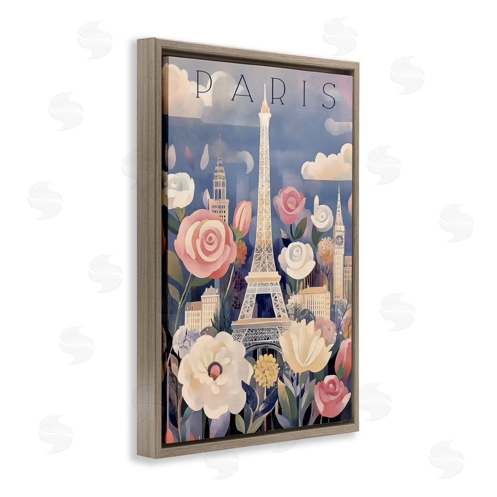 Annabelle Hall Spring Blooms In Paris Brown Floating Frame Canvas Wall Art Print