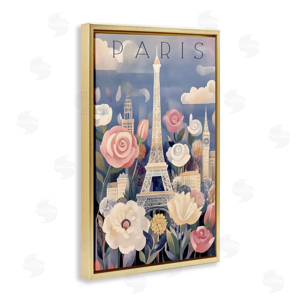 Annabelle Hall Spring Blooms In Paris Gold Floating Frame Canvas Wall Art Print