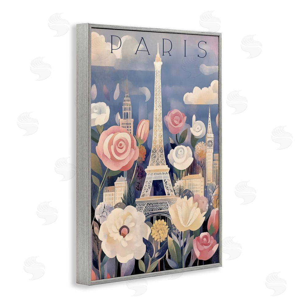 Annabelle Hall Spring Blooms In Paris Gray Framed Giclee Wall Art Print