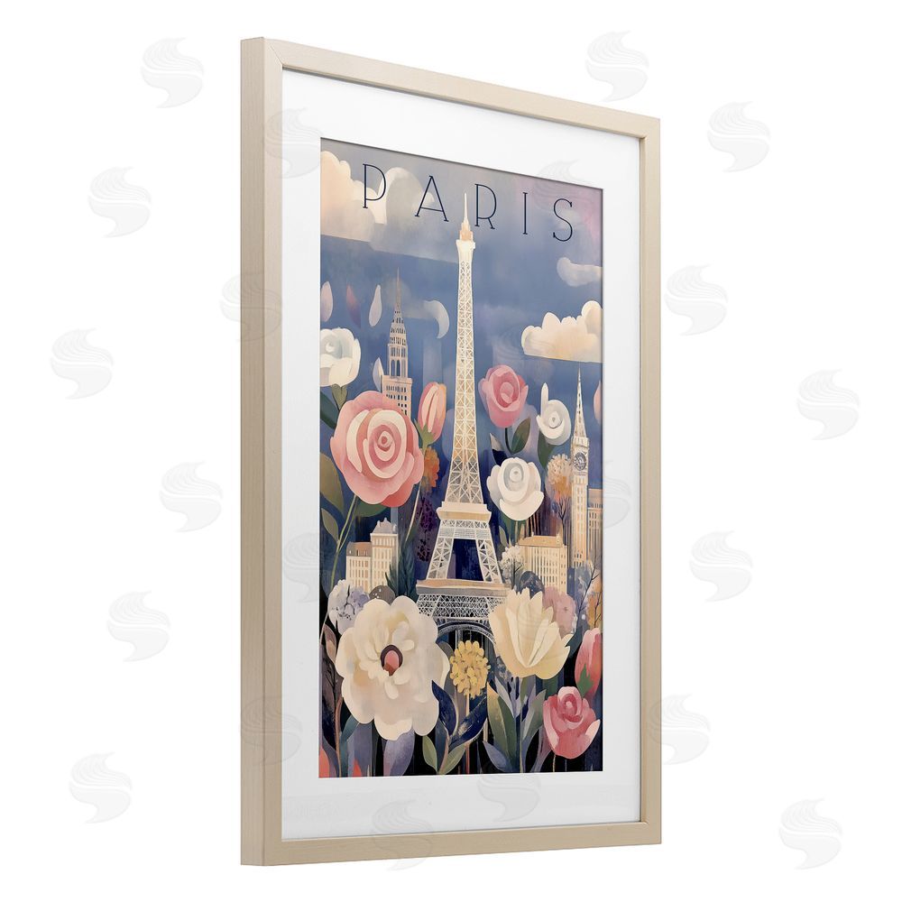Annabelle Hall Spring Blooms In Paris Birch Framed Print Under Glass with White Mat Wall Art