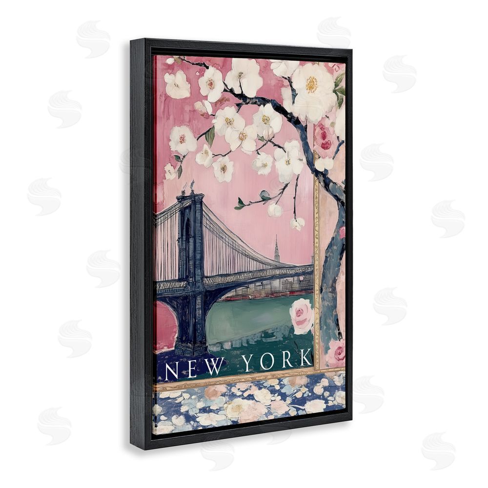 Annabelle Hall New York Spring Tree Black Floating Frame Canvas Wall Art Print