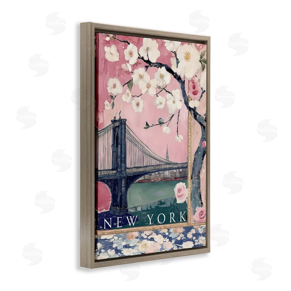 Annabelle Hall New York Spring Tree Brown Floating Frame Canvas Wall Art Print